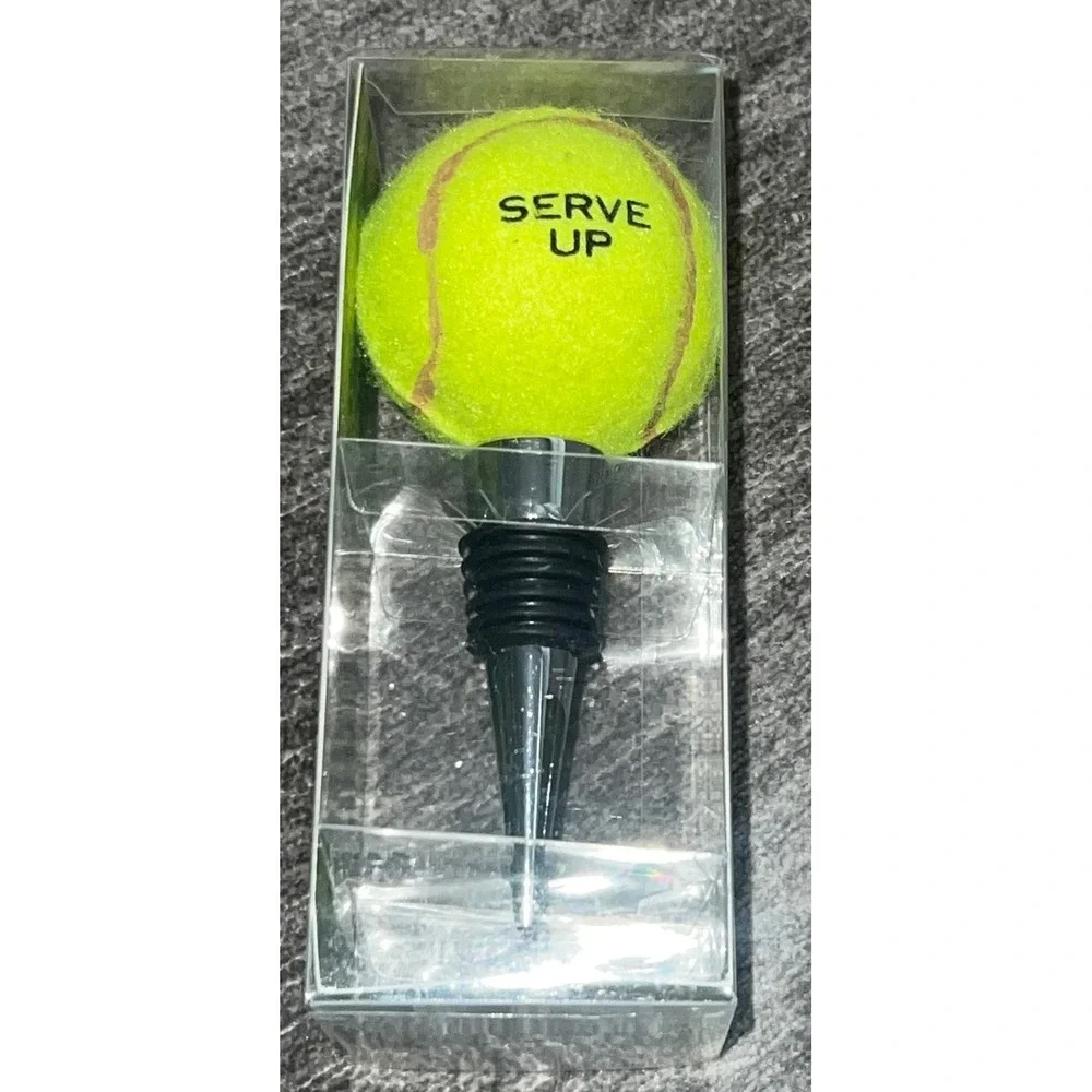 Two's Company Serve Up Tennis Ball Wine‎ Bottle Stopper New in Box
